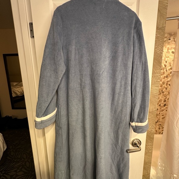 Miss Elaine Soft Blue Robe with White Accents - Picture 3 of 3